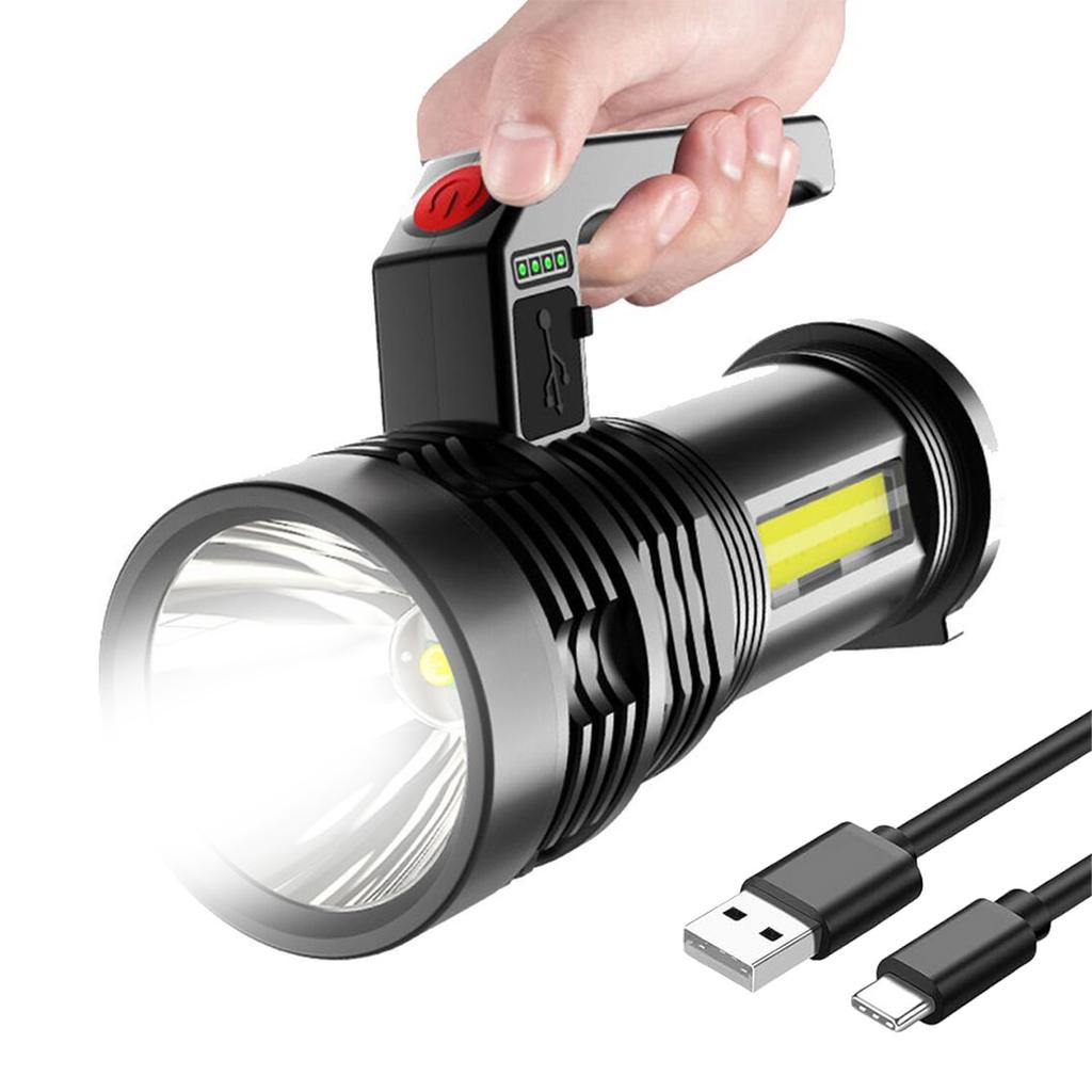 Portable LED COB USB Rechargeable Flashlight with Torch Waterproof Fishing Hunting Camping Work Flashlight Long-range Lighting