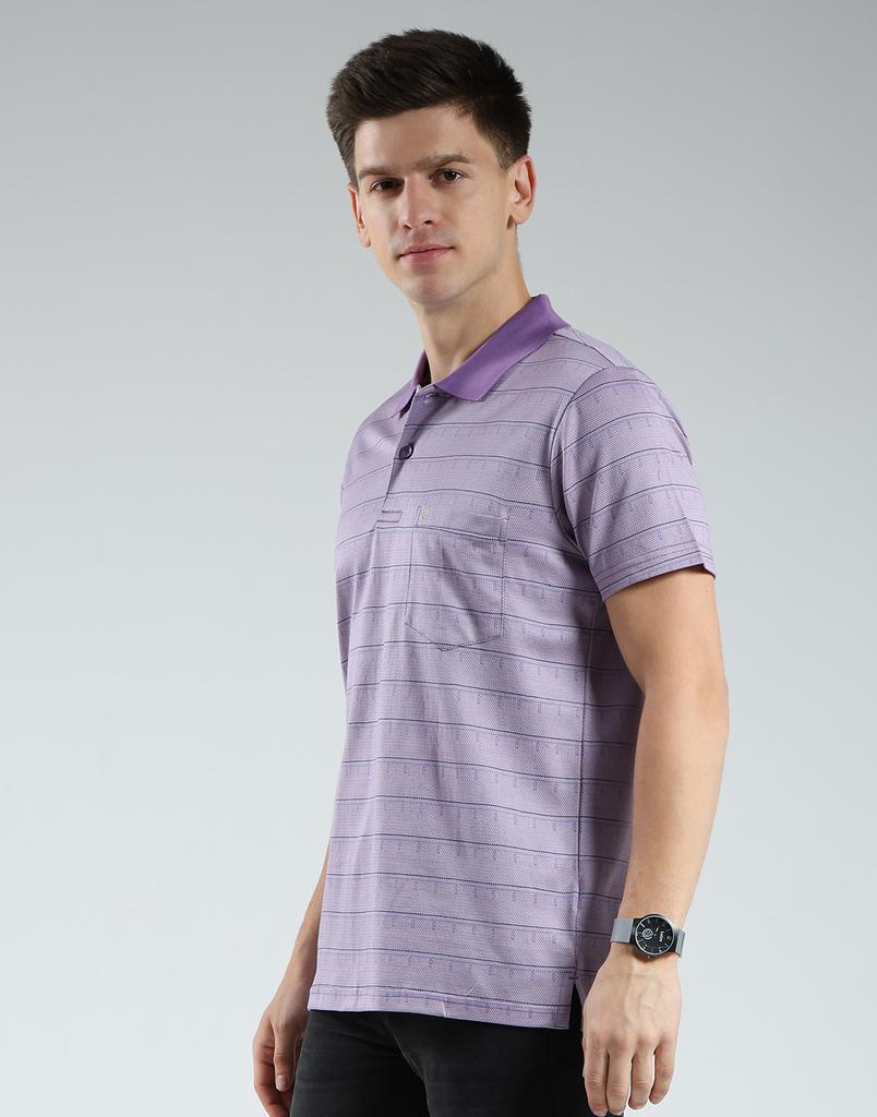 Luxuria Men's Striped Collar Neck T-Shirt