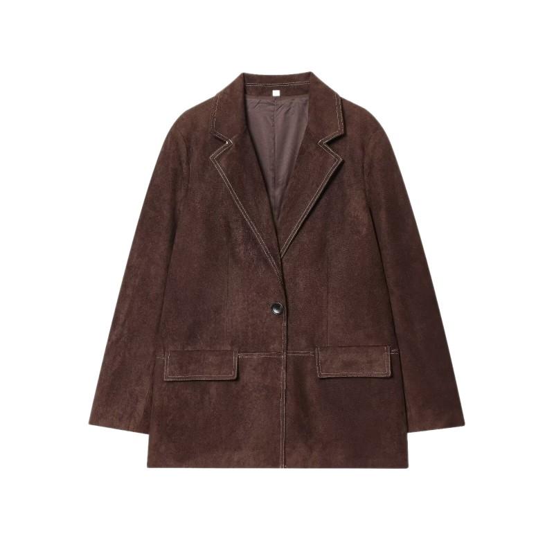 Womens Vintage Style Blazer Casual Work Office Long Sleeve Solid Color Outerwear