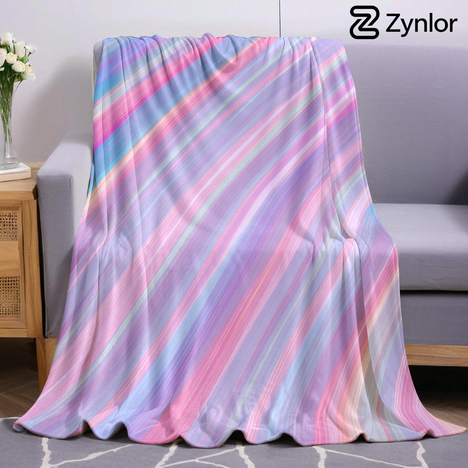 Rainbow Diagonal Streak Cartoon Anime Print Flannel Blanket Soft Warm Throw for Kids Bedroom Sofa Bed Christmas Office Car