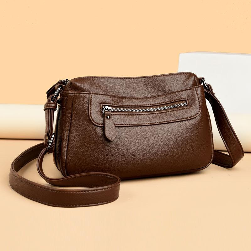 Bag 205 New Fashion Middle-aged and Elderly Casual Soft Leather Large Capacity Crossbody Commuter Bag Versatile One-shoulder Mom Bag