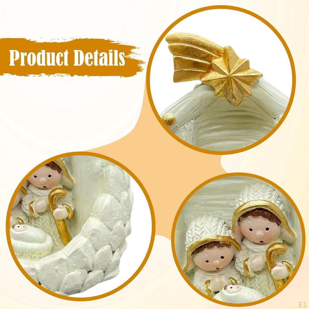 Miniature Nativity Figurine Holy Family Statue Centerpiece Ornament,Tabletop Religious Gift Small