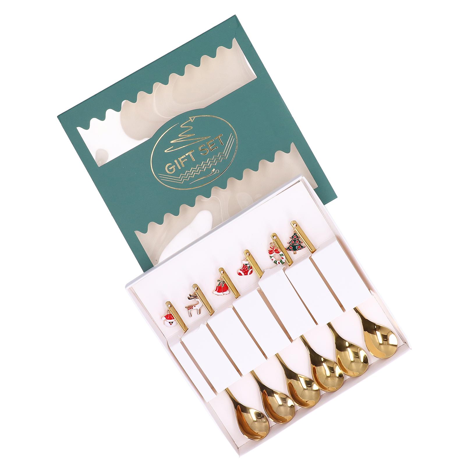 

6Pcs Stainless Steel Spoon Set Creative Dessert Spoon Ice Cream Coffee Stirring SpoonGold L золотой