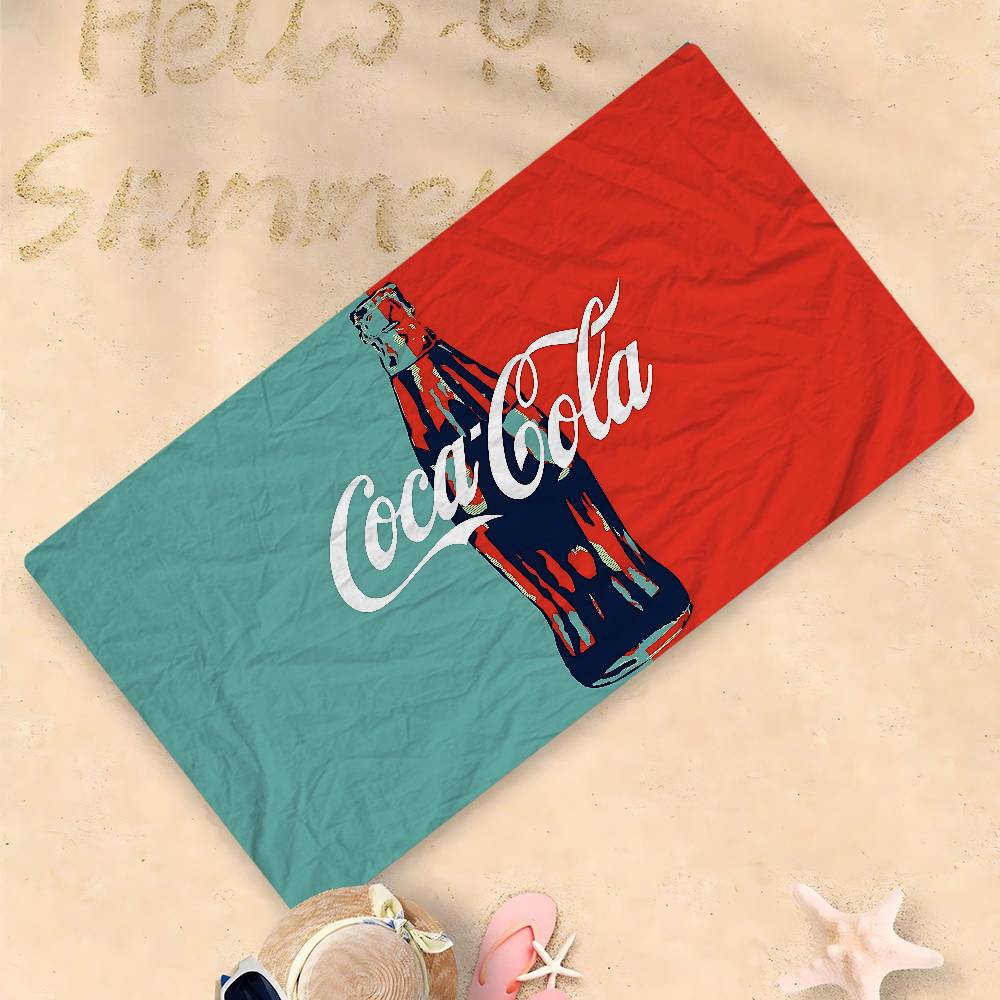 C-Coca Logo C-Cola Mikrofaser Bedrucktes Strandtuch Bergsteigen Yoga Strand Schwimmen Laufen Saugfähiges Weiches Handtuch