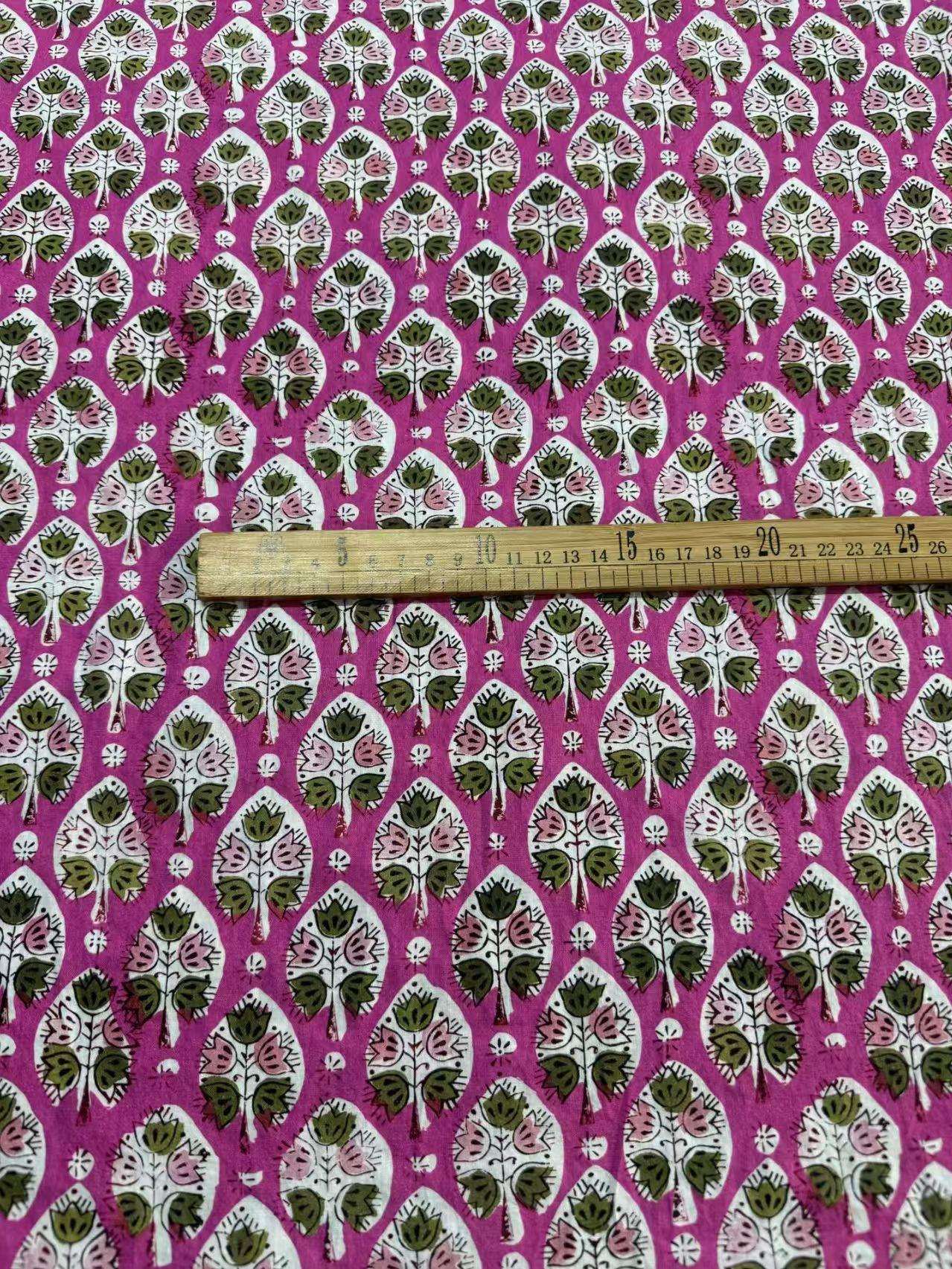 Light Weight Block Printed Cotton Fabric for Summer Dresses and Blouses