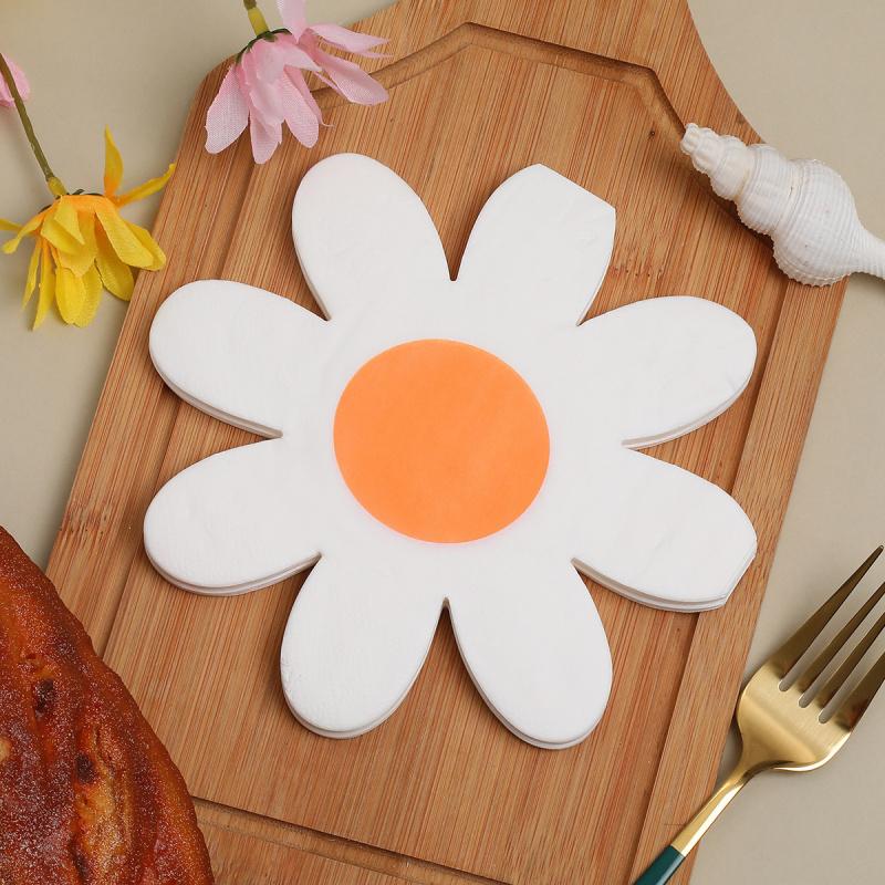 20pcs  Printed Napkins New Irregular Sunflower Creative Daisy Party Wood Pulp Disposable Napkins