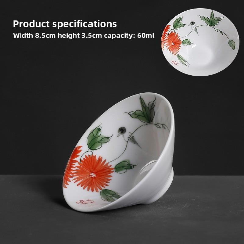 Blue and white hand-painted thin tire hat cup ceramic tea set Kung Fu small teacup single tea cup tea cup large master cup