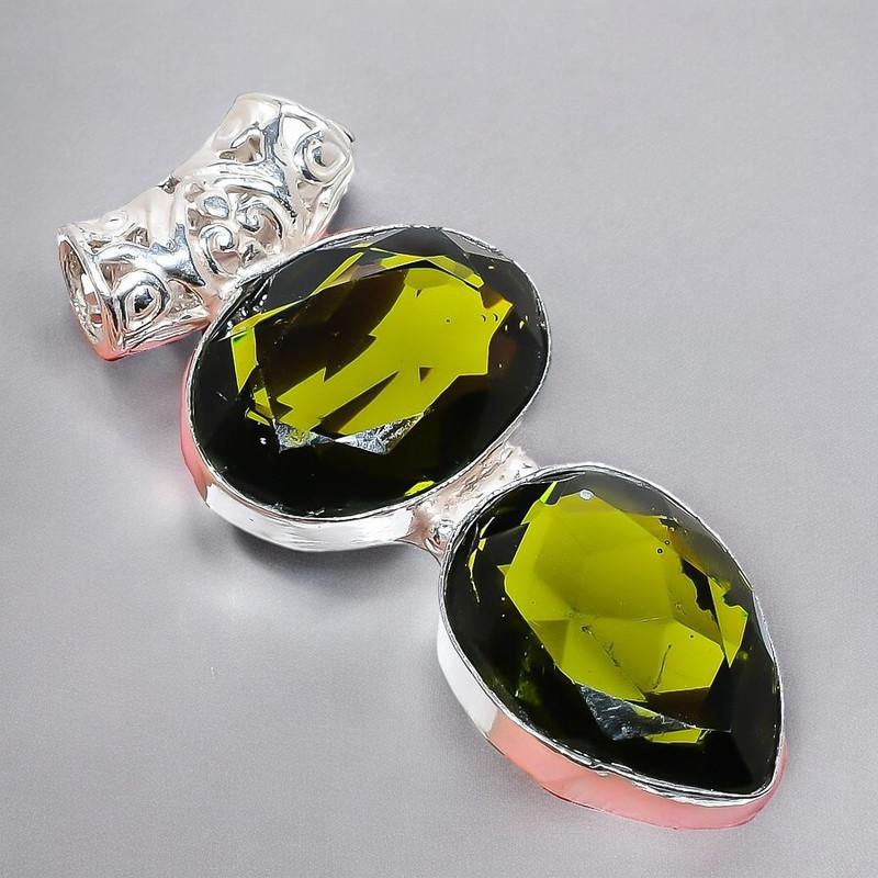 Peridot Gemstone Handmade 925 Sterling Silver Jewelry Pendant 2.17" AH-932