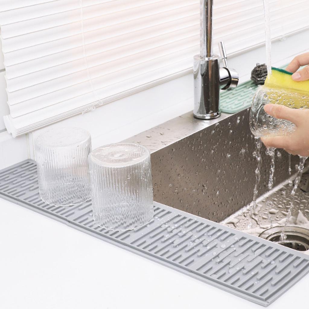 Interlocking Silicone Dish Drying Mat 4Pcs Countertop Waterproof Non-Slip Drain Tray for Kitchen