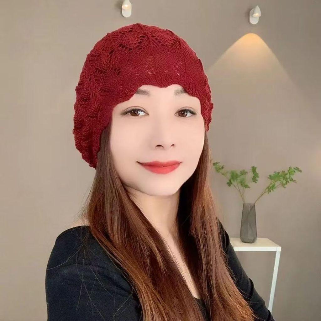 Knitted Hat Woman Autumn Winter Wool Beanie With Breathable Design For Casual Wear