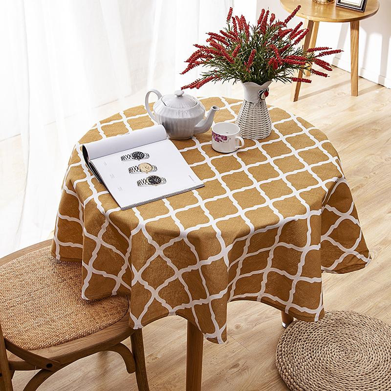 Polyester Cotton Imitation Linen Table Cloth Round Tablecloth Printed Fringed Tablecloth Cover Towel
