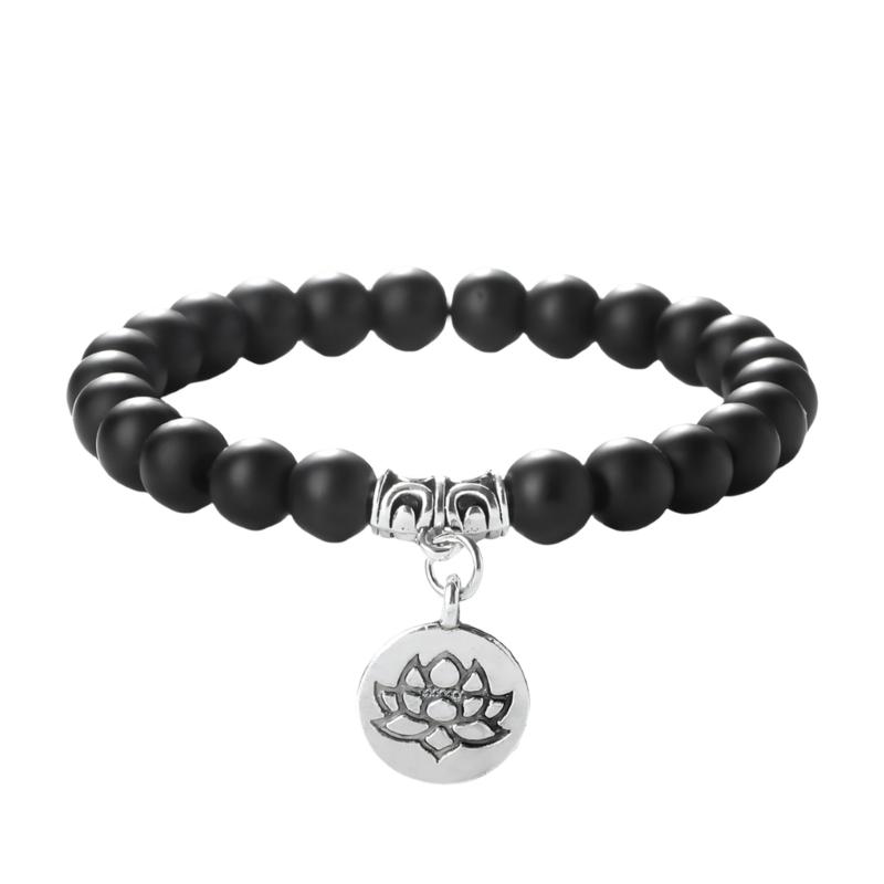 Stylish Adjustable Elastic Buddhas Bead Bracelet with Lotuses Charm Stretch Wristchain Accessories For Women Men