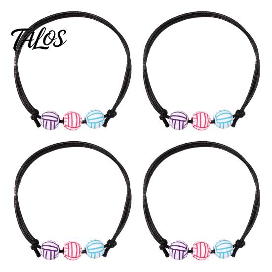 Durable Braided Rope Accessory 4 Pcs Sports Balls Bracelets, Adjustable String Bracelet, Unisex Athletic Wristband Handmade Woven Cord Team