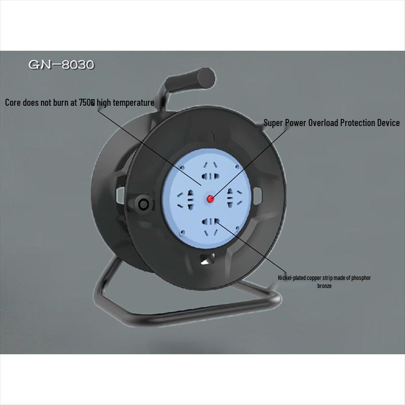 BULL GN-806DN 50m Retractable Cable Reel Extension Cord CN Plug (adapter Included)