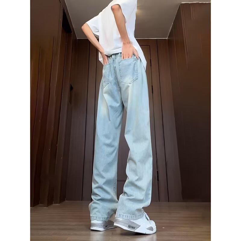 Lyocell Tencel Jeans Men's Summer Ultra-thin Cold Breathable Pants Loose Straight Casual Pants Men's