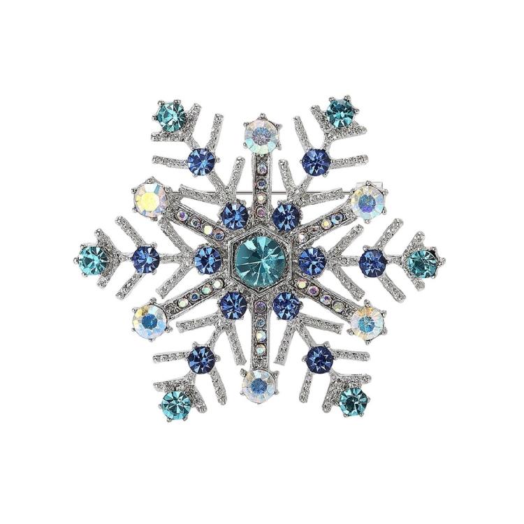 Stylish Snowflake Brooch Lightweight Alloy Design Corsage Badge Pin Comfortable Wear For Christmas Party Clothing