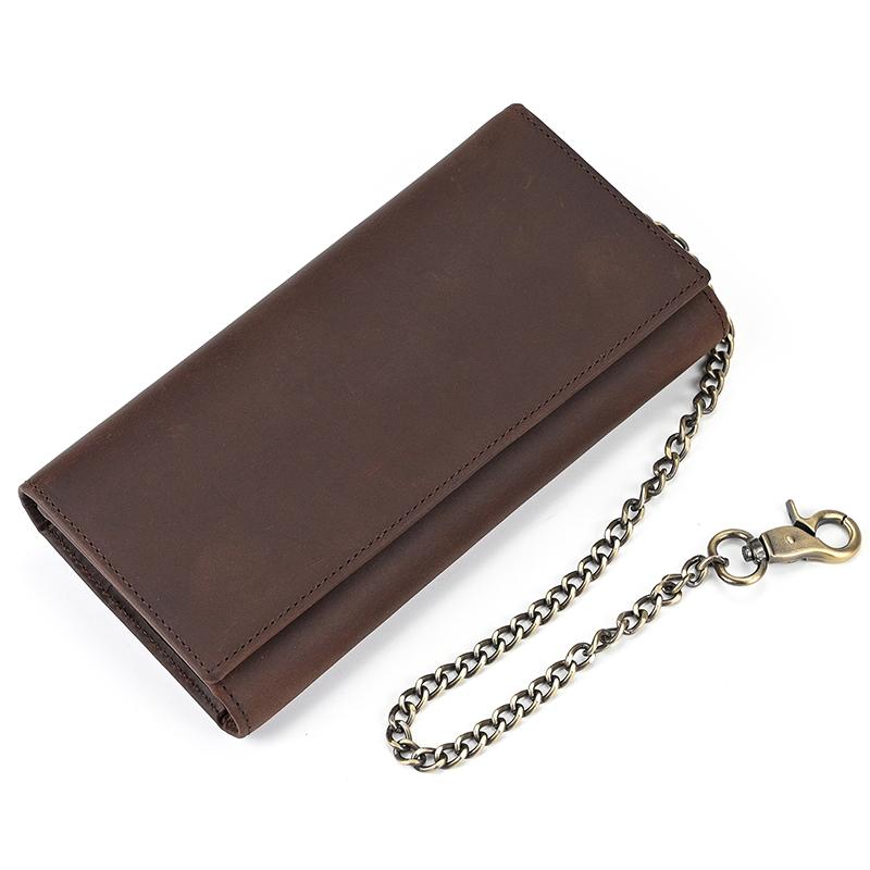 Newsbirds luxury  designer men leather wallet 3D Tiger Dragon embossing cowhide men s wallet with iron chain high fashion