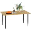 Garden Dining Table, 150 X 90 Cm Rectangle Outdoor Table with 5 Cm Parasol Hole, Slatted Tabletop and Steel Frame for Patio Balcony