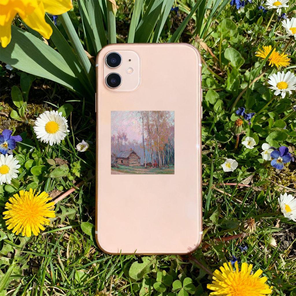 63 European Pink Monet-Style Waterproof Graffiti Stickers for Suitcases, Water Bottles, and DIY Journals
