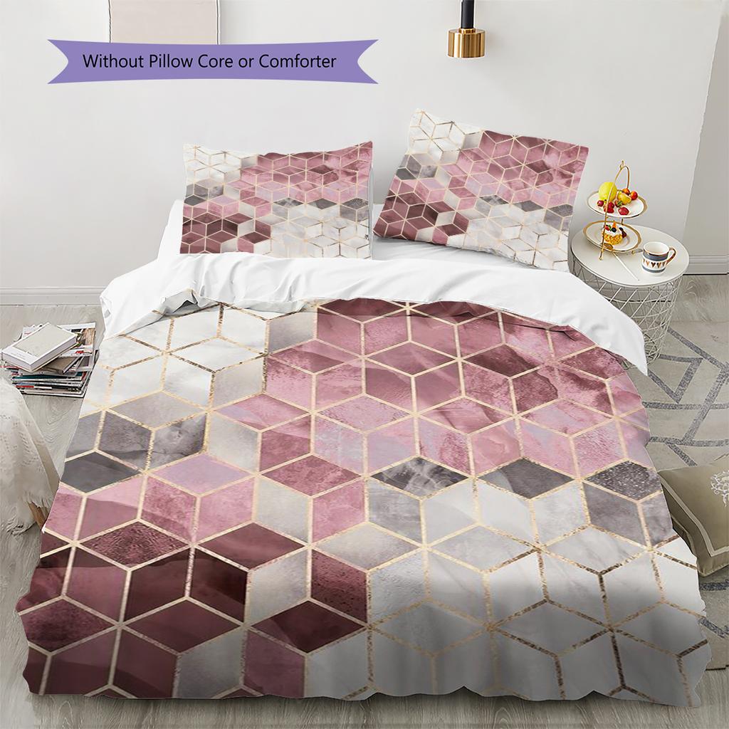 Geometric Marble Pattern Bedding Quilt Set Quilt Cover Pillowcase Home Decoration Gift (1 * duvet cover + 2 * pillowcase, without core)
