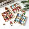 Christmas & New Year 4-Grid Wooden Box with Cartoon Gnome Tree Ornaments