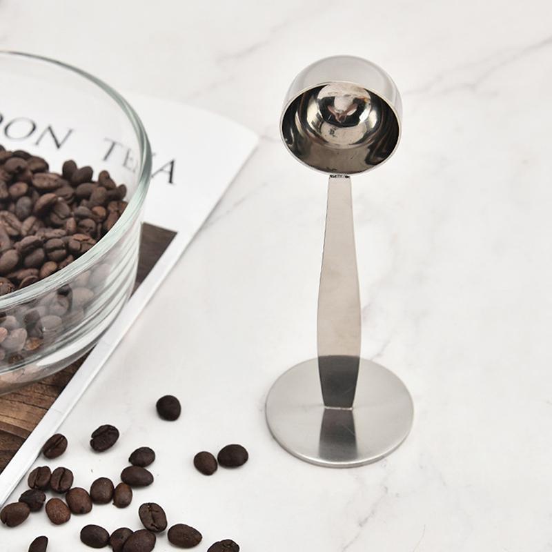 15 ml Roestvrijstalen Standaard Tamper Lepel 2 in 1 Koffieschepje Draagbaar Koffiepoeder Maatschepje Keuken Kruidenlepel Gereedschap