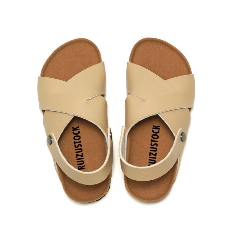 RUIZUSTOCK Retro Kids' Cork Sandals - Summer Outdoor Slippers for Boys & Girls, Medium & Large Sizes