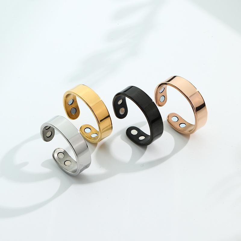 Stainless Steel Magnet Ring Magnetic Opening Stop Snoring Ring Dual Magnetic Healthy Fashion Jewelry Accessories