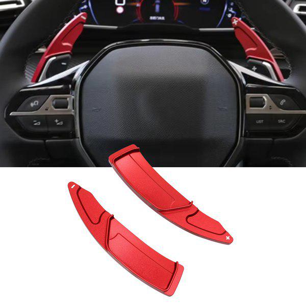 Red Metal Steering Wheel Shift Paddle Extender for Peugeot (1 Pair)
