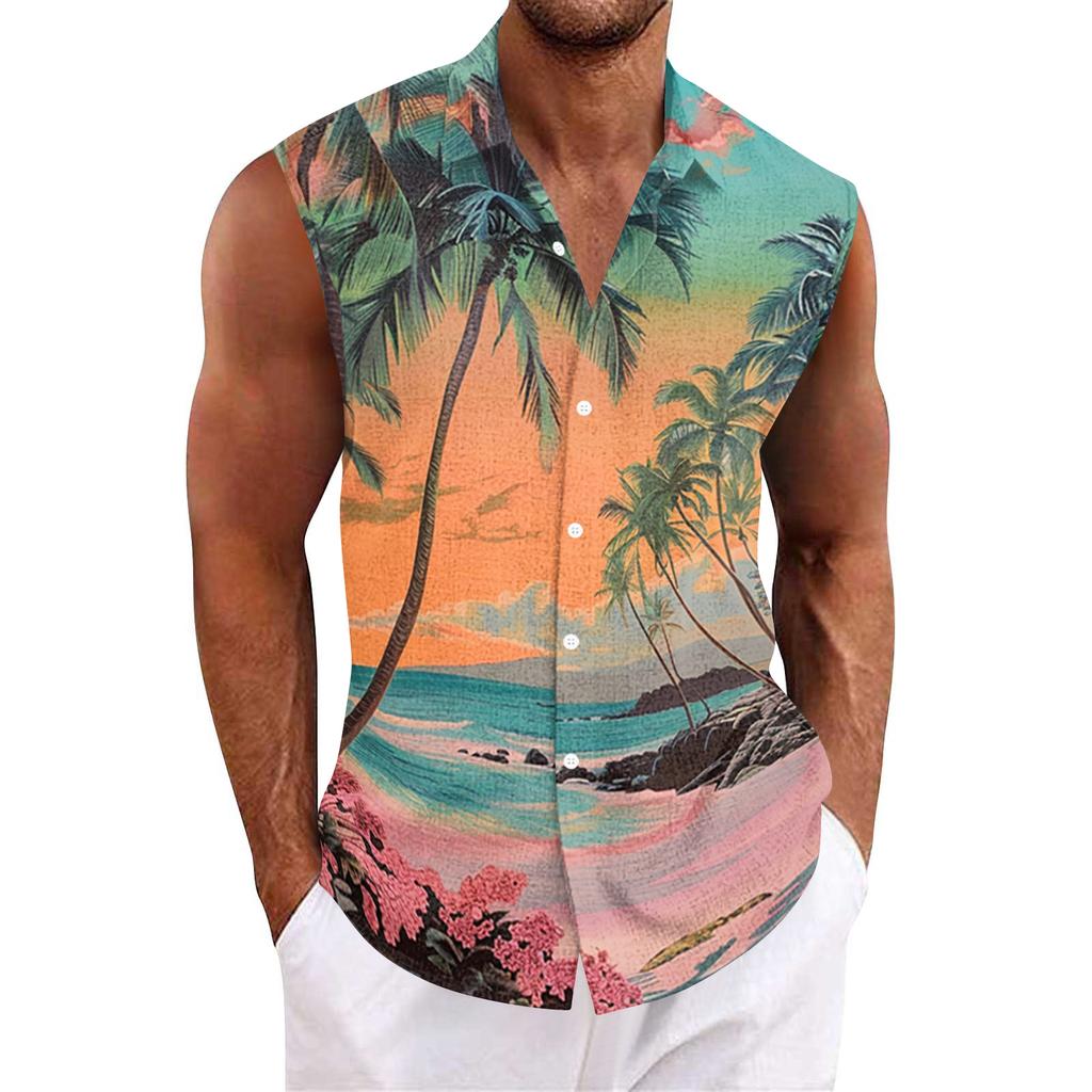 Herrskjorta med Hawaii-mönster och knappar