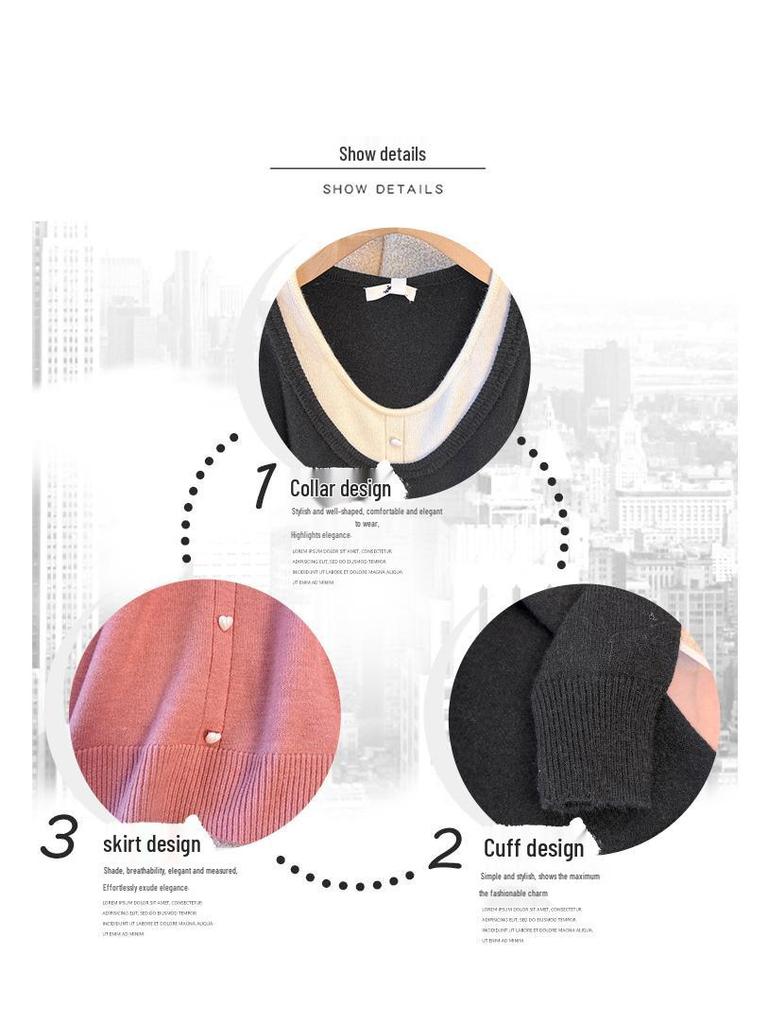 Plus Size Sweet Patchwork Knitwear for Women - Spring/Autumn, 130-320 Jin, Age-Reducing Two-Piece Top