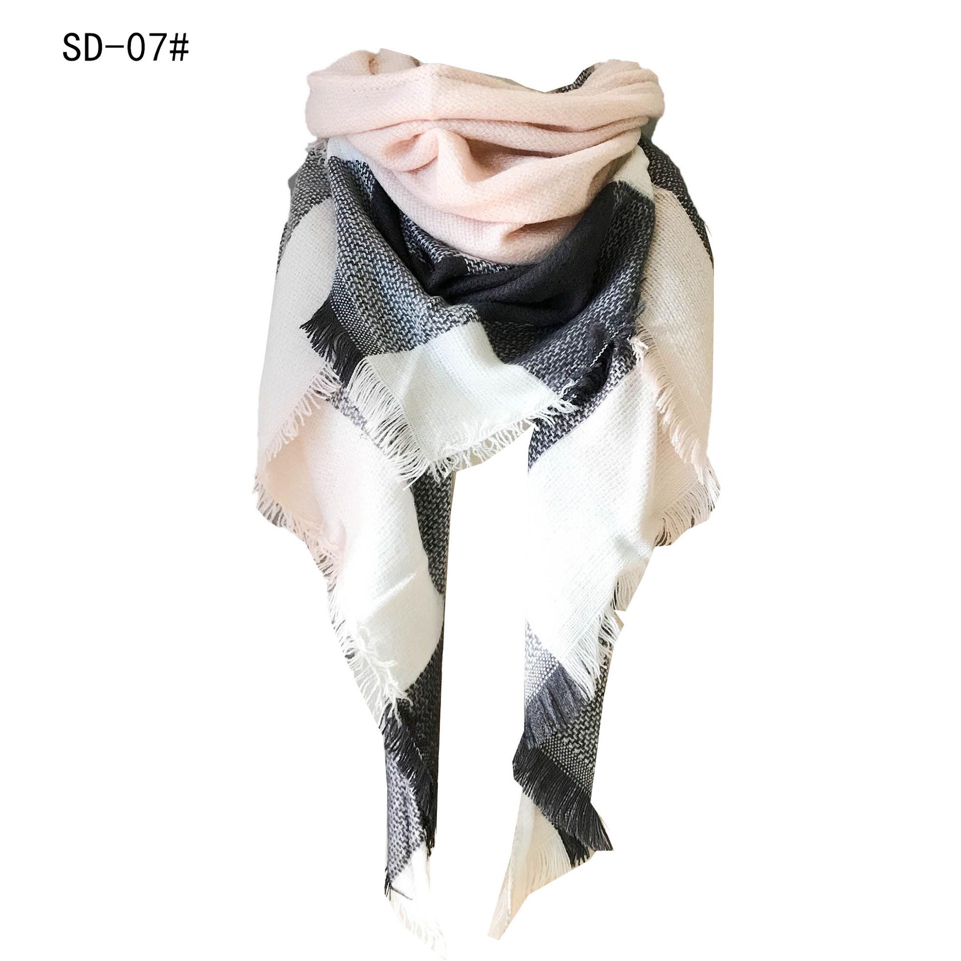 

Colorful Plaid Imitation Cashmere Triangle Scarf and Neck Warmer for All Seasons 135-175CM