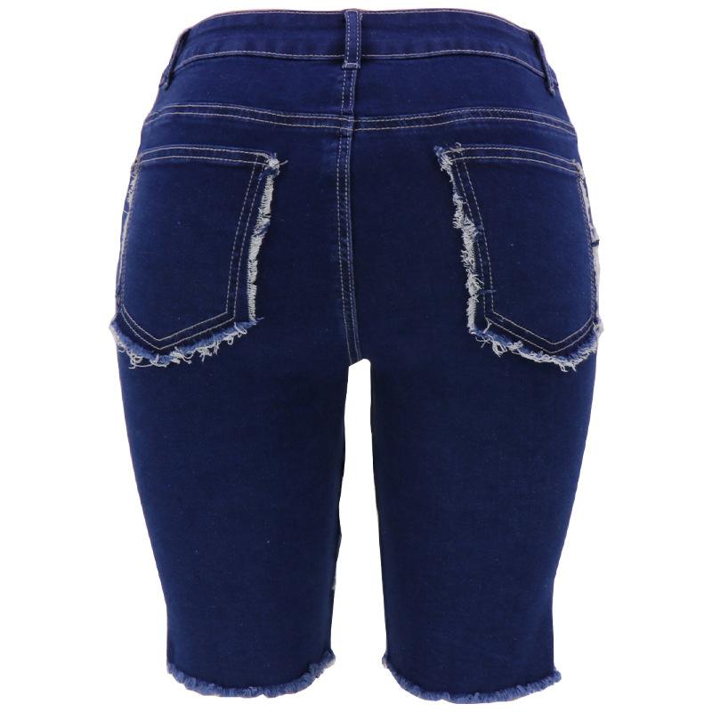 New 2026 women's denim shorts with stylish patchwork, unique mid-waist denim shorts for women