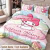 Custom Name Text 3Pcs Bedding Set My Melody Duvet Cover And Two Pillowcases