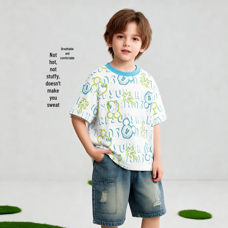 Disney Boys' Cooling Stripe Short Sleeve T-Shirt