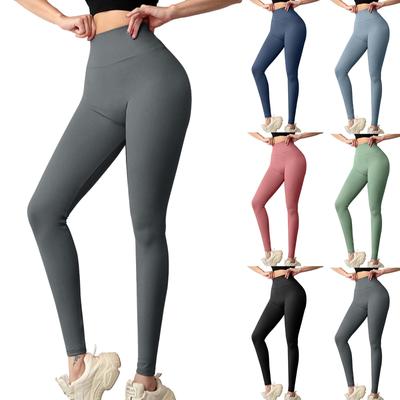 Calças de ioga nuas femininas cintura alta levantamento quadril quadril calças esportivas