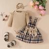 Fall Winter Outfit Set - Long Sleeve Ribbed Top, Dress and Headband 3-Piece