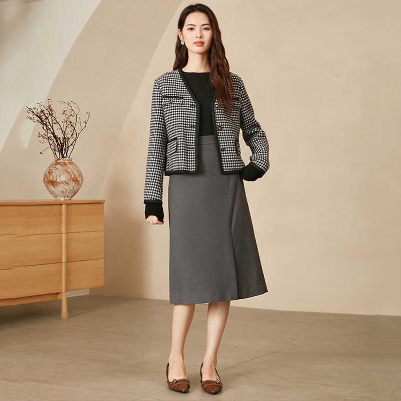 JESSIE Retro Houndstooth V-Neck Short Coat