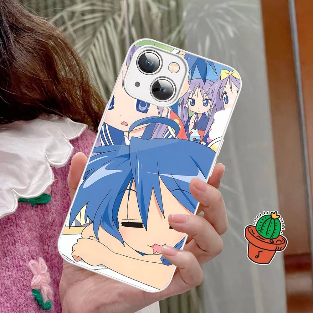 Anime Girl Lucky Star For IPhone 14 13 12 Mini 11 Pro XS Max X XR 14 Plus Tempered Glass Cover