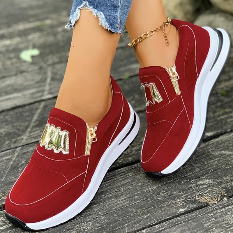 

Fashion Comfortable Solid Zipper Sneakers for Women Autumn Fashion Metal Decoration Shoes Woman Lightweight Walking Sports Shoes Female 43