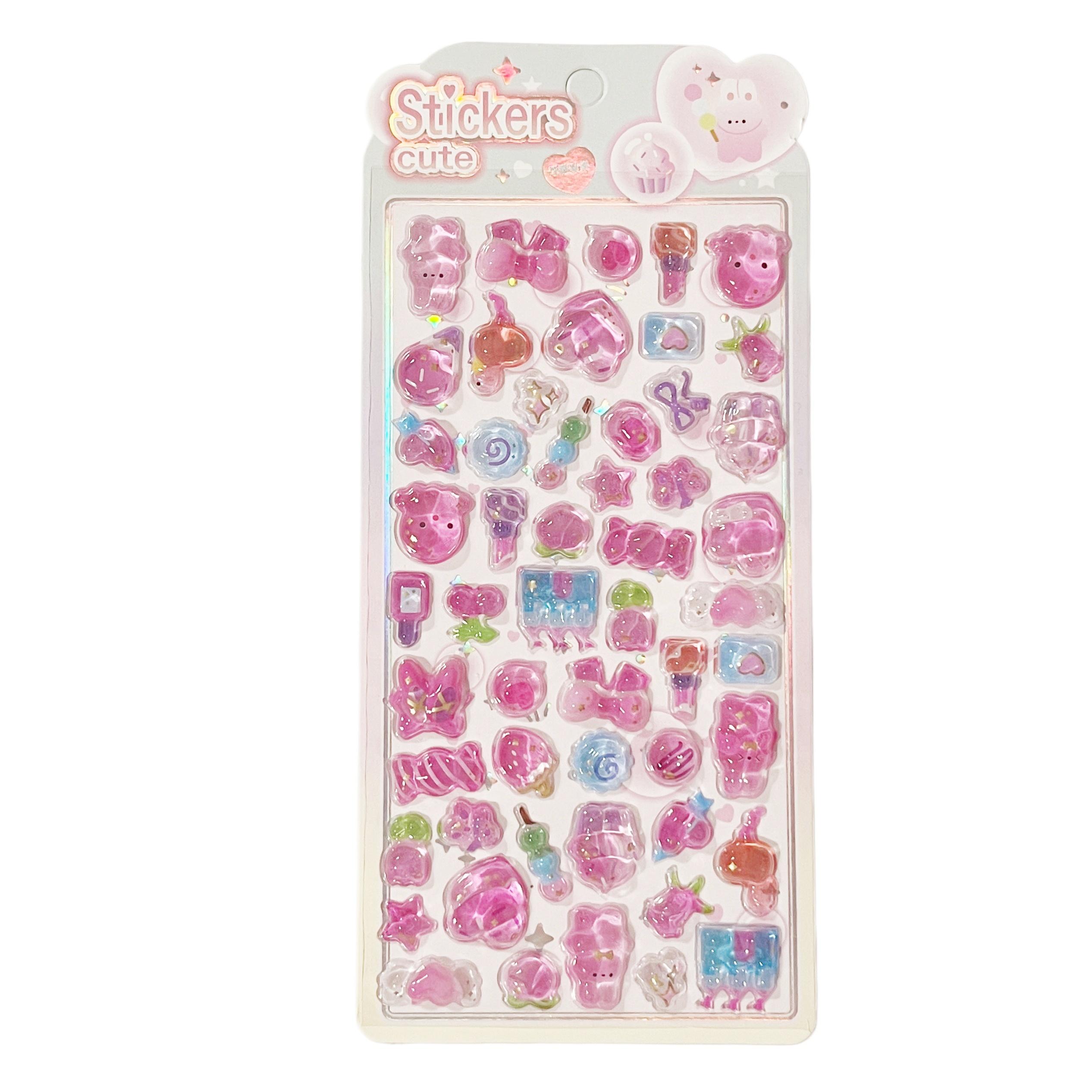 

3D Jelly Color Stickers Cute Cartoon Cat Bunny Sticker For Diy Decor Photocard Journal Scrapbook Kawaii Decals Kids