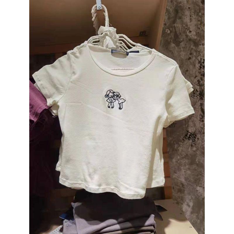 

Официальный сайт Футболка с вышивкой для девочки Летняя новинка Тот же стиль, что и у Ванван С коротким рукавом Повседневная Подчеркивающая фигуру Грациозная Топы Инс White All yards