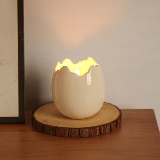 Scented Candle Cup Ceramic Eggshell Holder for Candles, Candles Unique Housewarming Gift Container, Minimalist Art Ornament Home Decor Tabletop