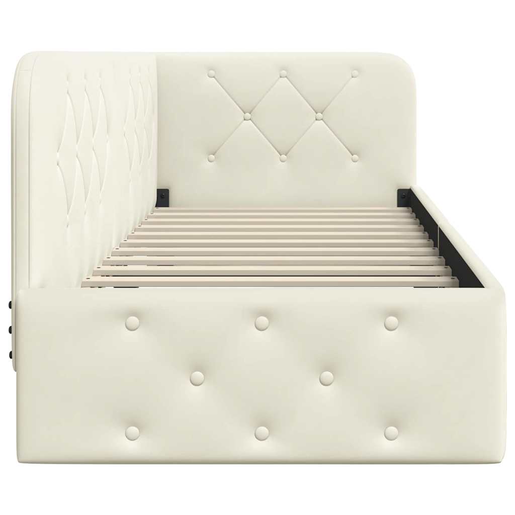 L Shaped Corner Bed Frame Cream 80 X 200 Cm Velvet