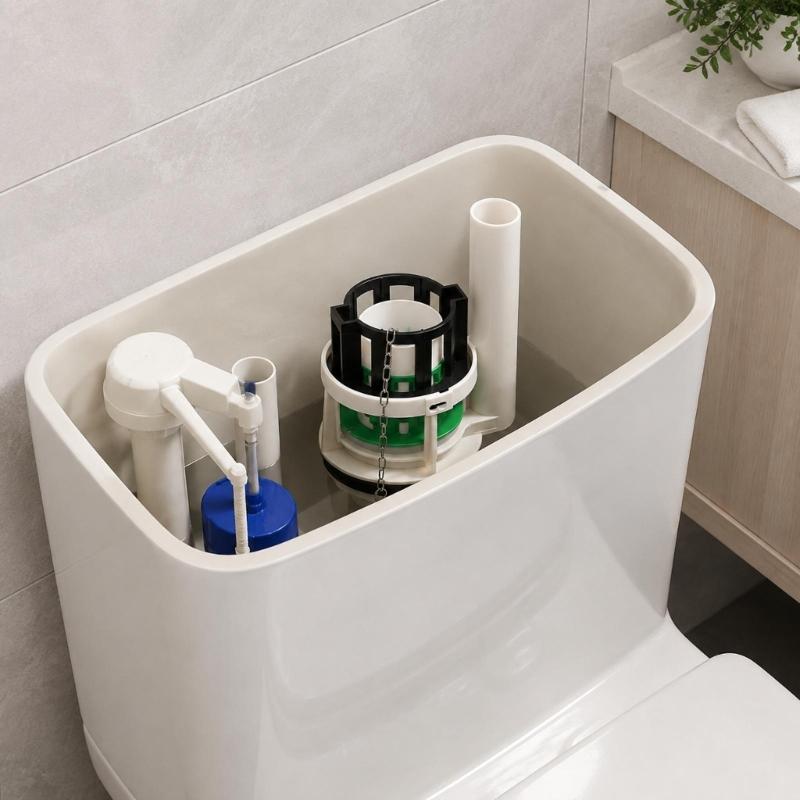 Toilet Flush Valves Repair Kit for JT334 with Plastic Body, Vertical Tube, Chain Linkage, and Base Seal for Repair