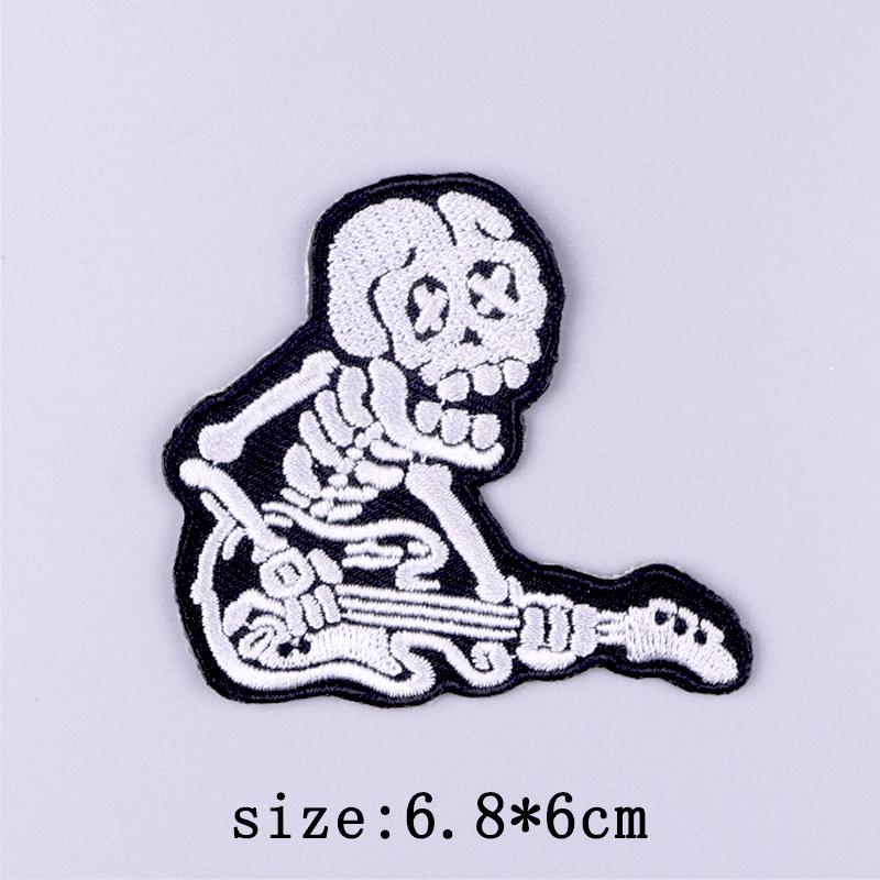 Hip Hop Punk Stickerei-Aufnäher für Kleidung Horror Totenkopf Aufnäher Aufbügel-Aufnäher für Kleidung Thermoklebende Aufkleber Abzeichen