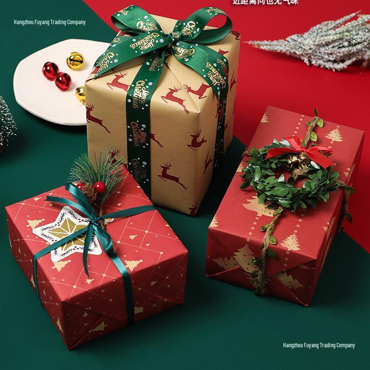 Large Retro Style Kraft Wrapping Paper for Christmas, Birthdays, and Meetings