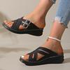 Fashion Mix Color Cross Strap Wedge Slippers Women Summer Non Slip Platform Sandals Woman Lightweight Soft Thick Sole Sandalias Mujer 43