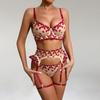 "Embroidery Floral Lace Sheer Lingerie Set - Sexy and Elegant Appeal"