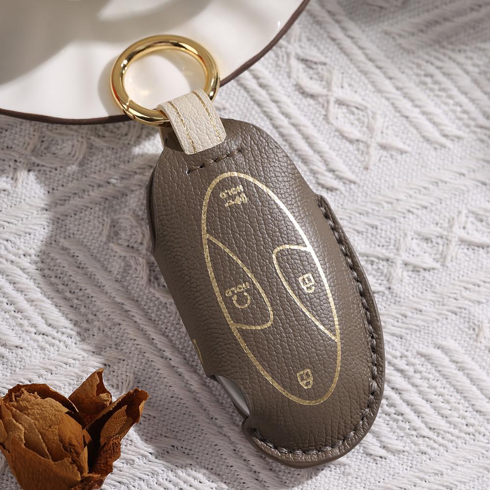 5 7 Bottons Leather Car Key Case Fob Cover For Hyundai Ionic 6 Grandeur Gn7 Kona Ev Accessories